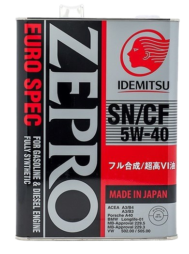 Моторное масло IDEMITSU ZEPRO FULLY SYNTHETIC CF 5W-40, 4л